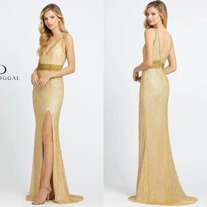 Mac Duggal Beaded Gold Gown